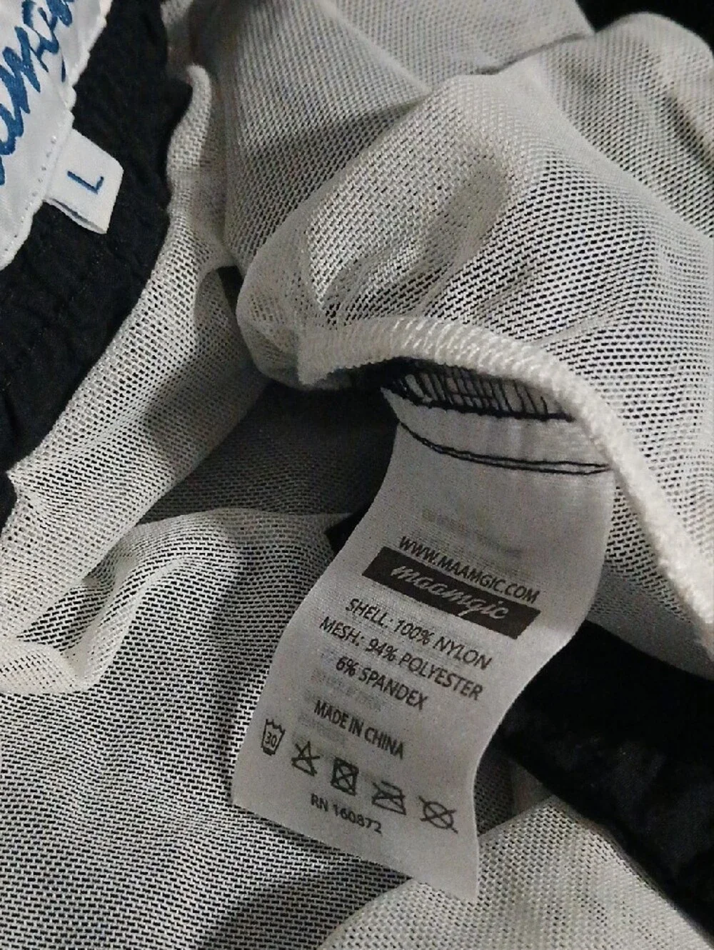 Maamgic Men’s Swim Trunks/Shorts Black Nylon Pockets Large